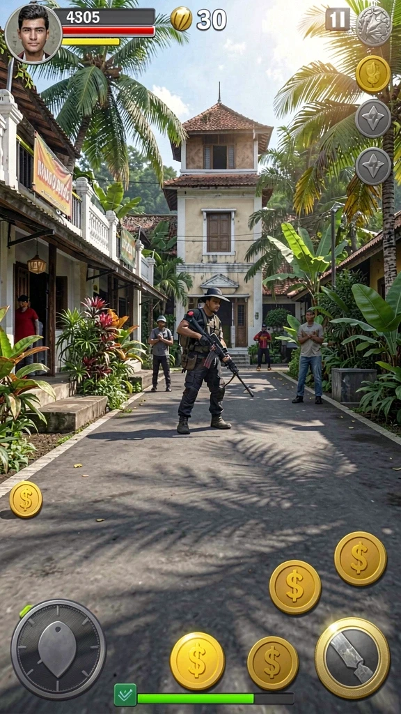Karakter yang dapat diupgrade dengan item unik.