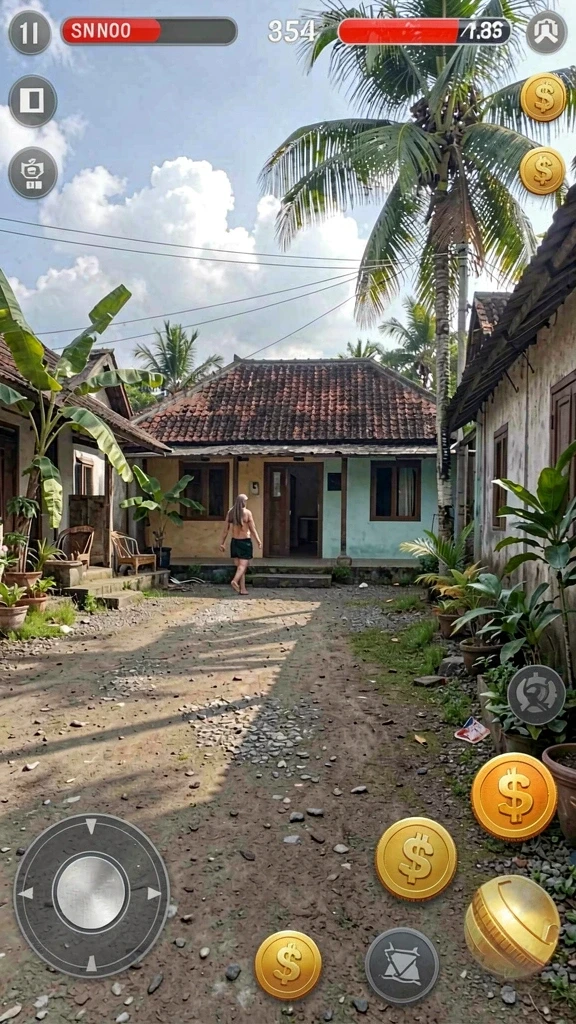 Tampilan antarmuka utama dengan karakter pilihan.